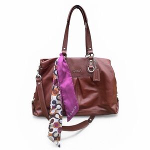 Coach Ashley Brown Leather Carryall Convertible Shoulder Bag